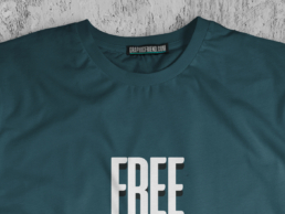 Free T-Shirt on Floor Mockup • graphicfriend.com